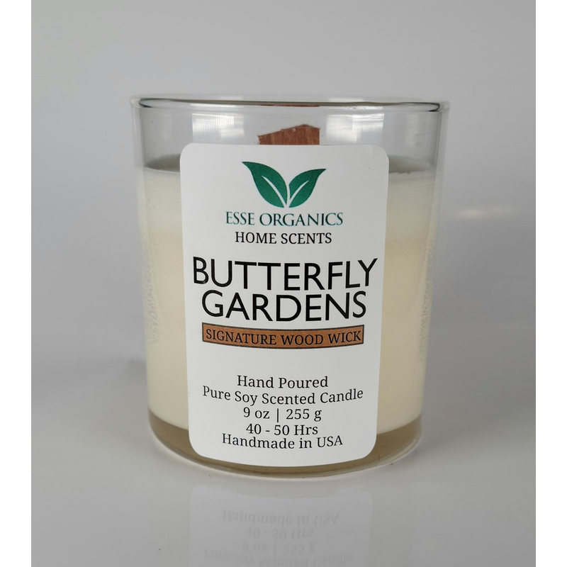 BUTTERFLY GARDENS SIGNATURE WOOD WICK SCENTED CANDLE