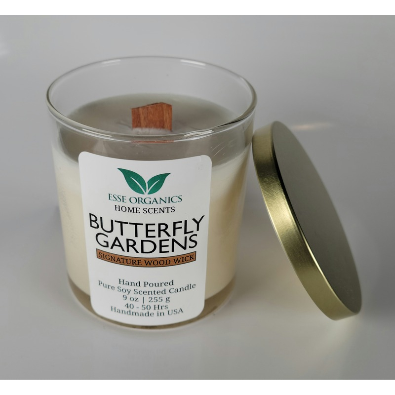 BUTTERFLY GARDENS SIGNATURE WOOD WICK SCENTED CANDLE